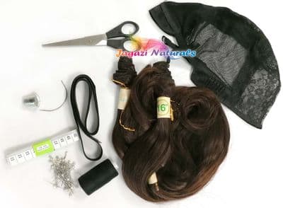 A simple complete Wig Kit. Black/Brown Series