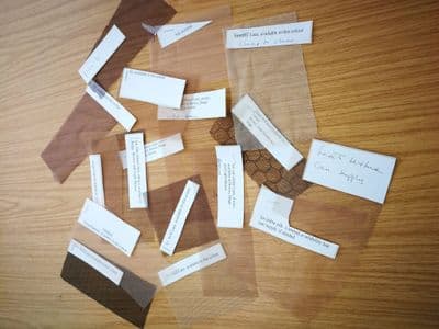 Ensemble: A group of our Laces//Monofilament sent to you. Sample