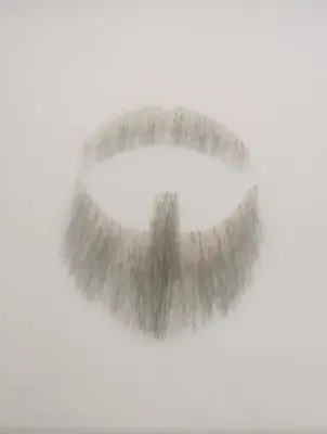 Grey (Salt & Pepper)  Goatee, Men's Beard. Lace. Hand-Made Fake Facial Hair, Moustache. Costume