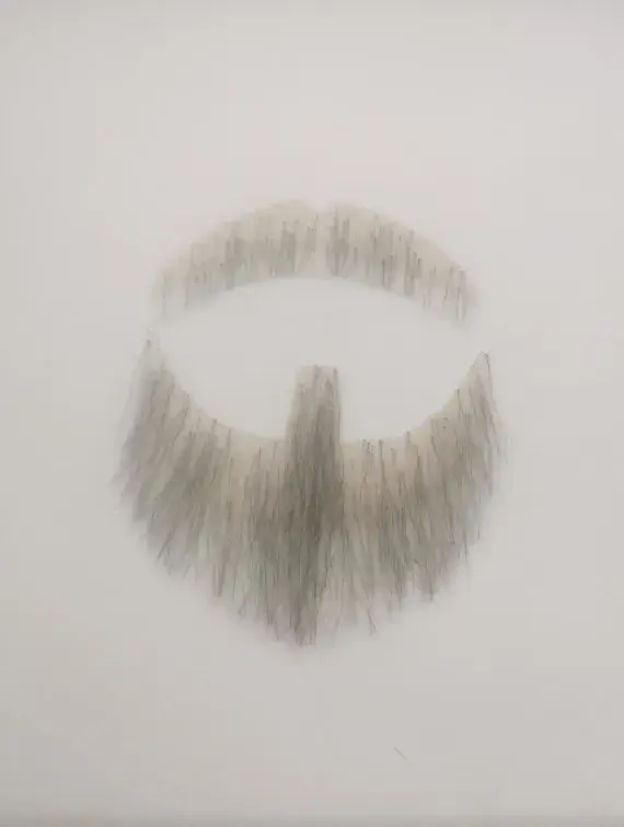 Grey (Salt & Pepper)  Goatee, Men's Beard. Lace. Hand-Made Fake Facial Hair, Moustache. Costume