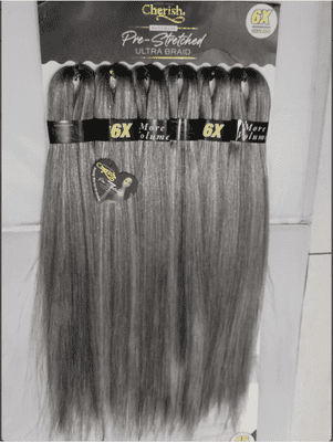 X6. Grey Cherish Handmade Ultra Braid. Time Saving Pre-Stretched Braid. Bulk Braiding Hair Extension