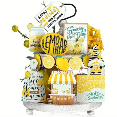 15 pcs Fresh Lemon Wooden Decorations