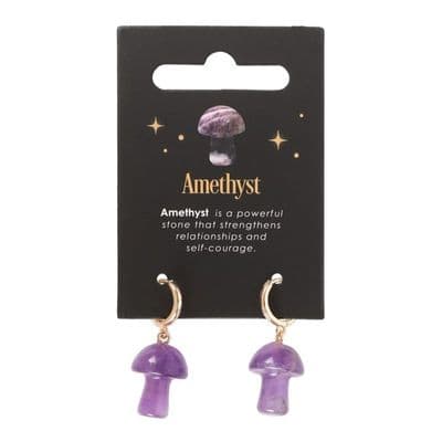 Amethyst Crystal Mushroom Earrings