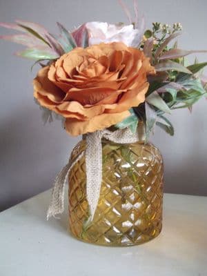 Autumn Rose in a Lattice Vase