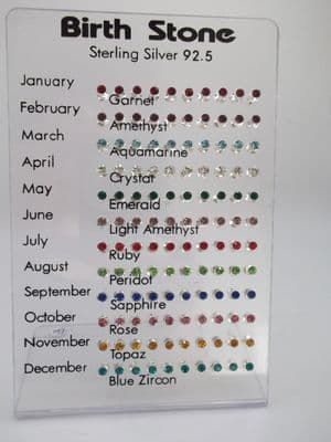 Birthstone Earrings 3mm 92.5 Silver