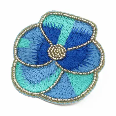 Blue Pansy Beaded Hairclip