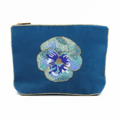 Blue Pansy Medium Pouch