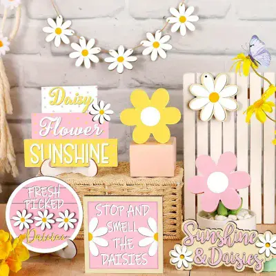 Daisy Wooden Sign Decorations set