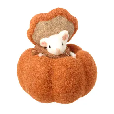 Felt Mouse in Pumpkin