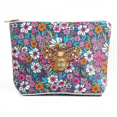 Floral Print Bee Medium Pouch