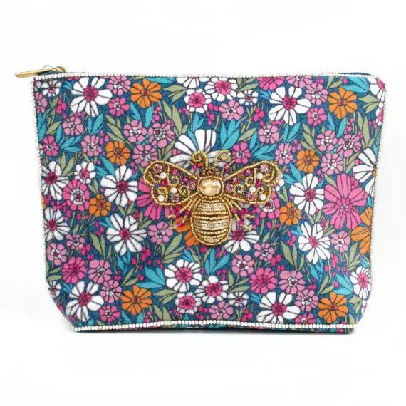 Floral Print Bee Medium Pouch