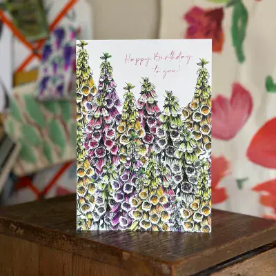 Foxgloves Birthday Card