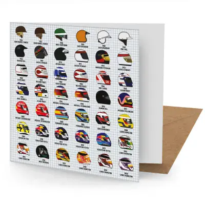 Grand Prix Driver Helmets Greetings Card