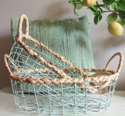 Green Wire Storage Baskets Set of Two