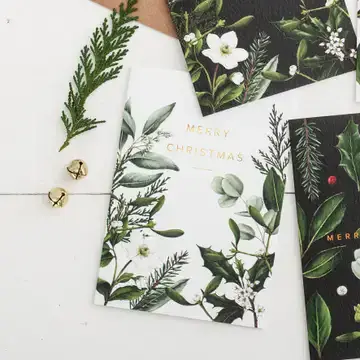 Greenery Border Greetings Cards