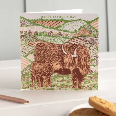 Highland Cow Father's Day Card