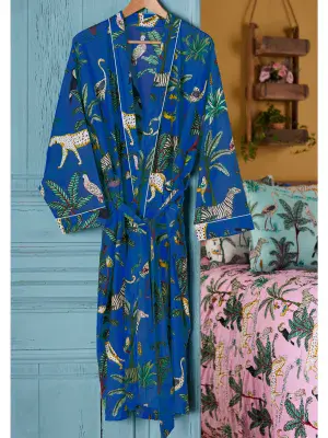 Jungle Print Dressing Gown - Blue