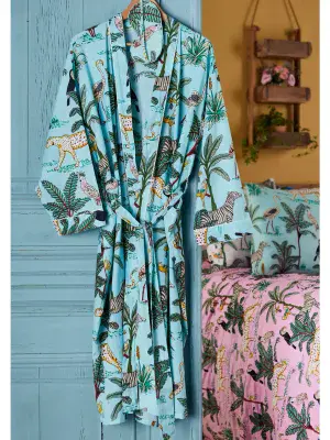 Jungle Print Dressing Gown - Jade