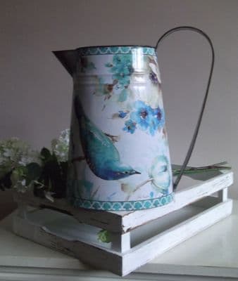 Large Metal Jug - Vintage Bluebird