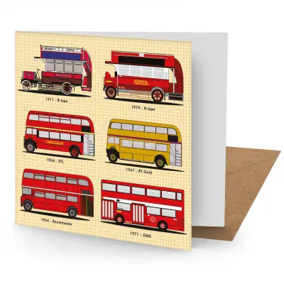 London Buses Greetings Card
