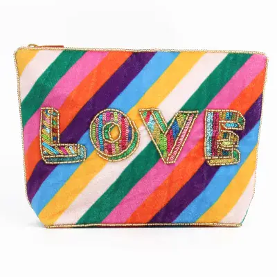 Love Rainbow Stripe Medium Pouch