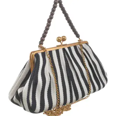 Lovely Striped Kiss Lock Clutch