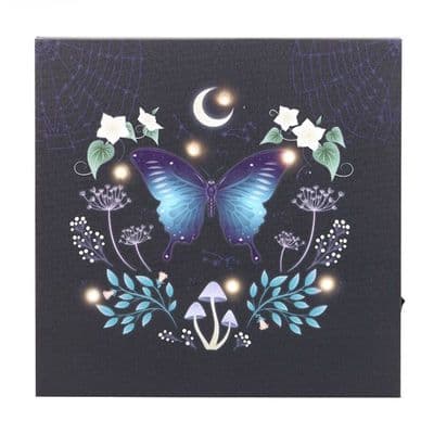 Midnight Moth Light Up Canvas Plaque