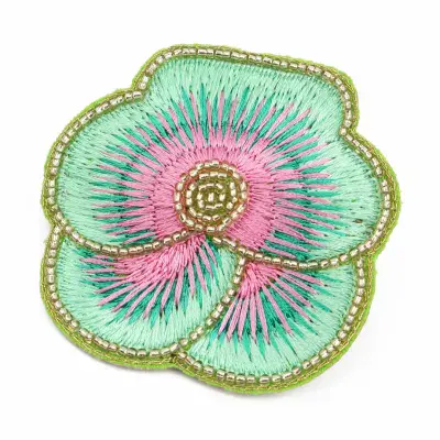 Mint Pansy Beaded Hairclip