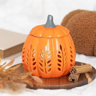 Orange Leaf Cut Out Pumpkin Oil Burner