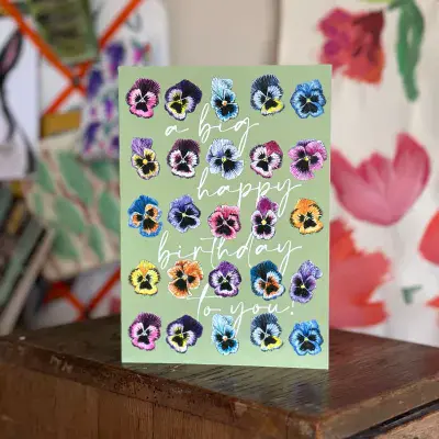 Pansies Birthday Card