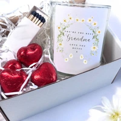 Personalised Daisy Flower Candle Gift Set