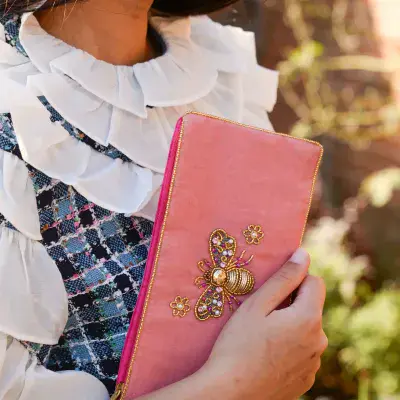 Pink Flower Bee Multi Use Pouch