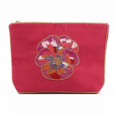 Pink Pansy Medium Pouch