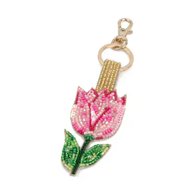 Pink Tulip Keyring/Bag Charm