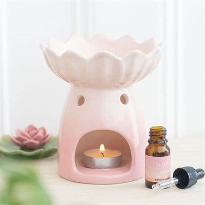 Pink Water Lily Oil Burner and Wax