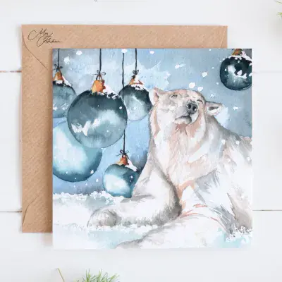 Polar Bear Design Festive Christmas Card