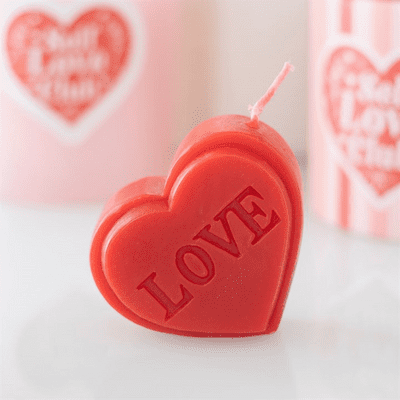 Red Love Heart Shaped Valentine's Day Candle