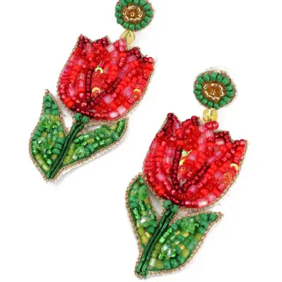 Red Tulip Earrings