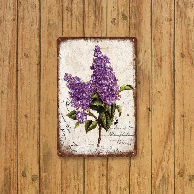 Retro Vintage  Lilac Metel Sign
