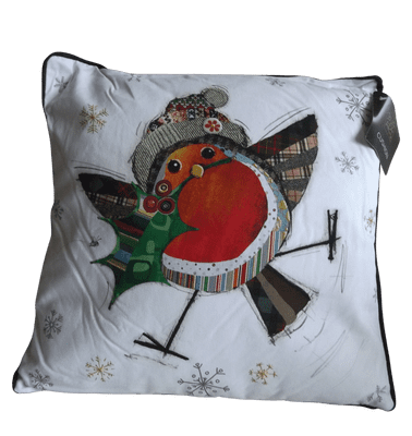 Robin & Holly Cushion - Bug Art