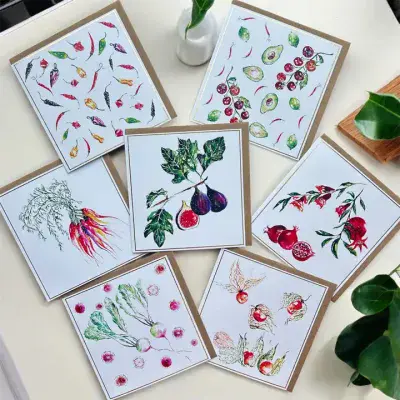 Rooted Vegetables set -Greeting Cards
