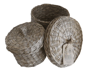 Seagrass Baskets with lids set of two