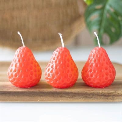 Set of 3 Strawberry Shaped Candle