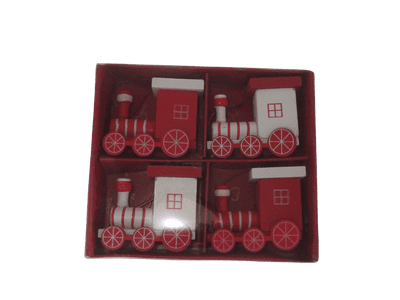 Set Of 4 Wooden Hanging Trains