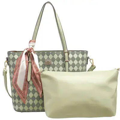 Spring Grid Shoulder Bag Set with Scarf