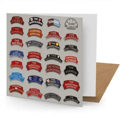 Steam Train Name Plates Greetings Card