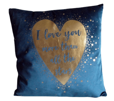 Velvet Cushion Love you more... - Moon & Stars