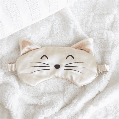 White Cat Face Satin Eye Mask