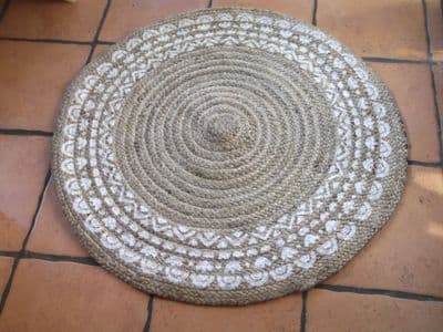 White Jute Circular Rug