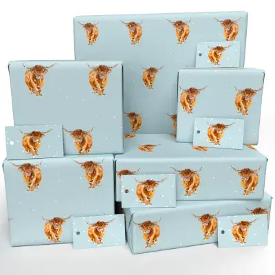 Winter Highland Cows Wrapping Paper